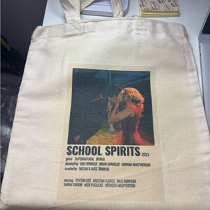 Cream Tote Bag with School Spirits Print